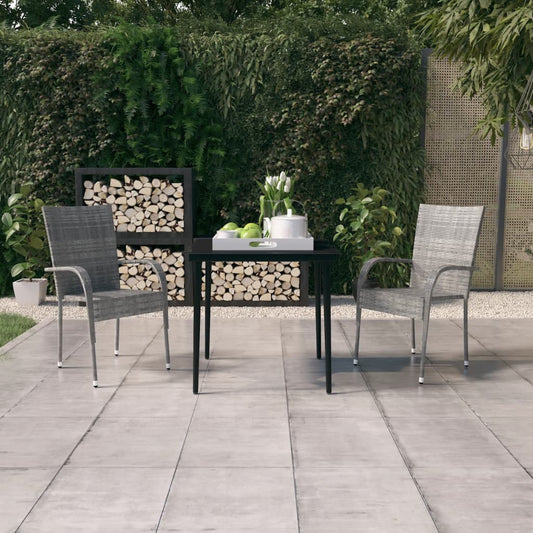 vidaXL Garden Dining Set | Grey and black | PE rattan | Medium | Durable