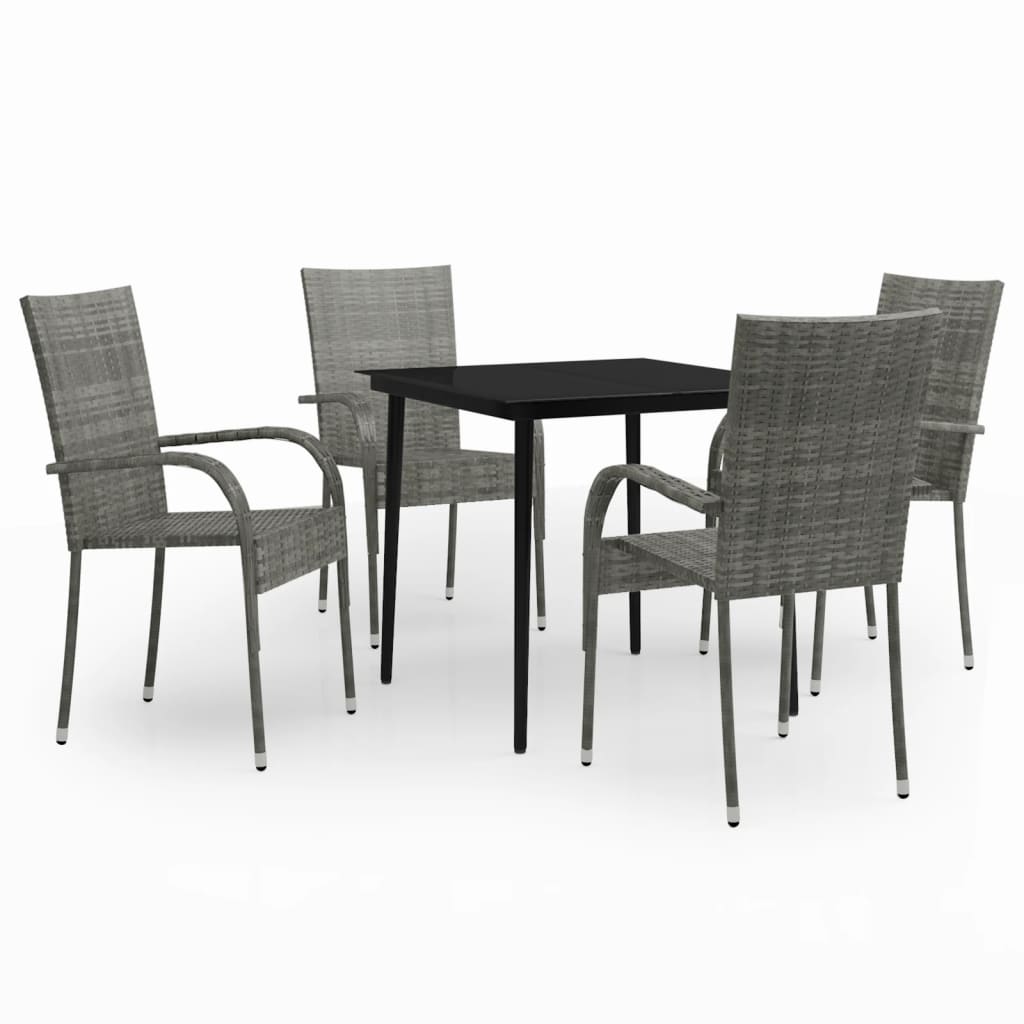 vidaXL Garden Dining Set | Grey and Black