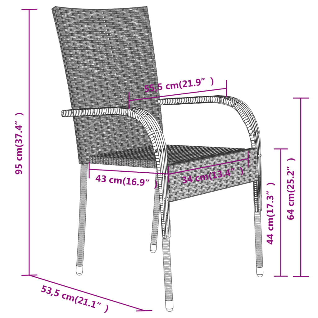 vidaXL Garden Dining Set | Grey and Black