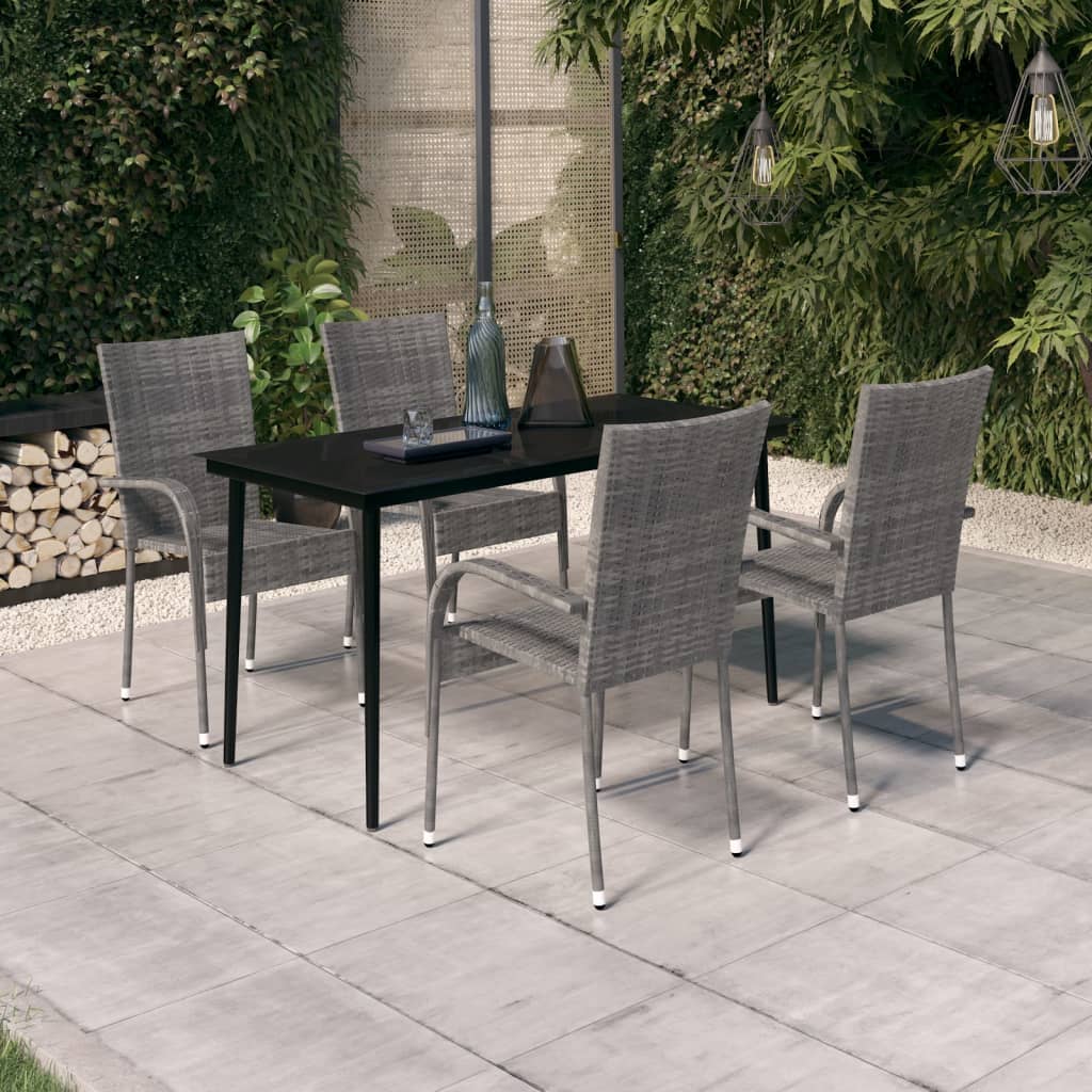 vidaXL Garden Dining Set | Grey and black