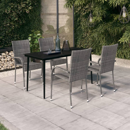 vidaXL Garden Dining Set | Grey and black