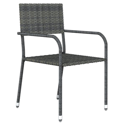 vidaXL Garden Dining Set | Table: Black, Chair: Grey | PE Rattan, Steel, Glass