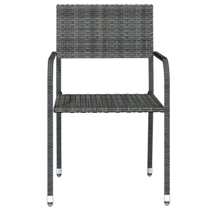vidaXL Garden Dining Set | Table: Black, Chair: Grey | PE Rattan, Steel, Glass