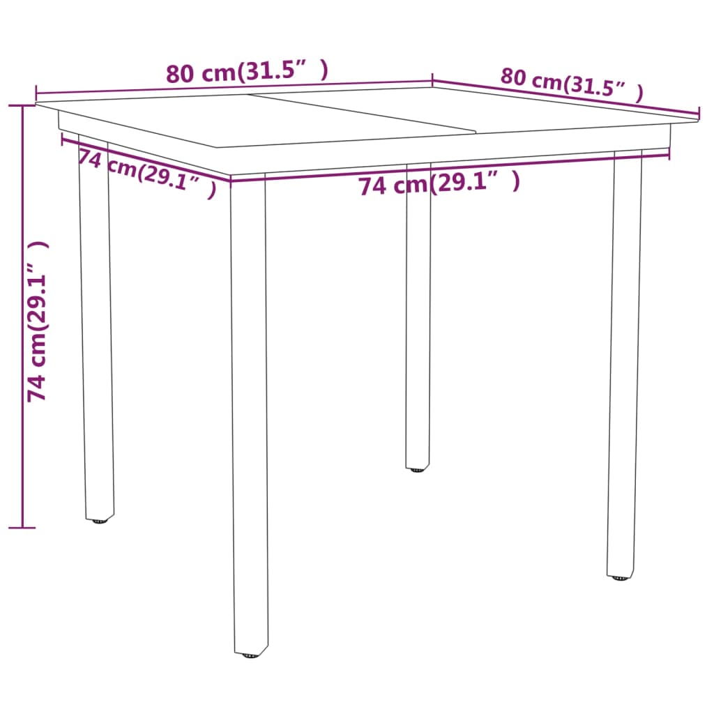 vidaXL Garden Dining Set | Table: Black, Chair: Grey | PE Rattan, Steel, Glass