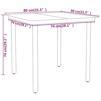 vidaXL Garden Dining Set | Table: Black, Chair: Grey | PE Rattan, Steel, Glass