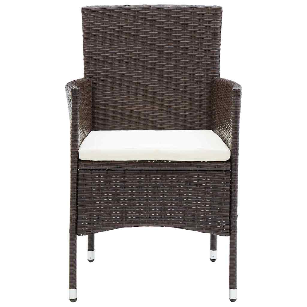 vidaXL Garden Dining Chairs 2 pcs Poly Rattan Brown