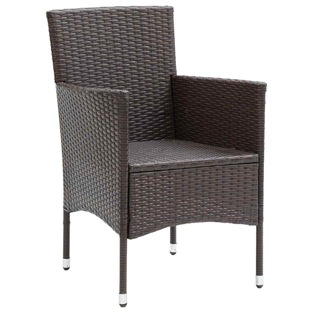 vidaXL Garden Dining Chairs 2 pcs Poly Rattan Brown