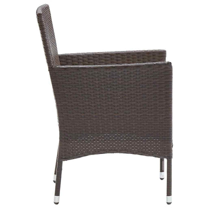 vidaXL Garden Dining Chairs 2 pcs Poly Rattan Brown