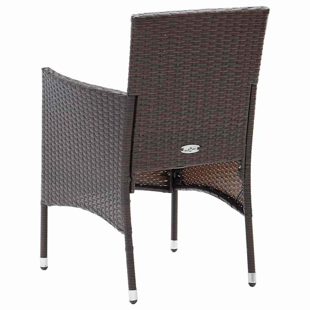 vidaXL Garden Dining Chairs 2 pcs Poly Rattan Brown