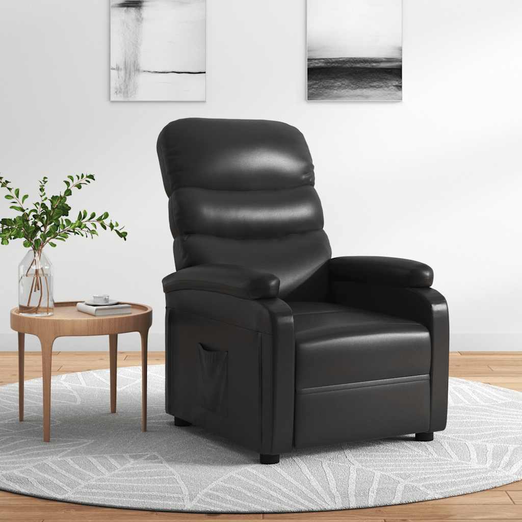 vidaXL Recliner Chair Black Faux Leather
