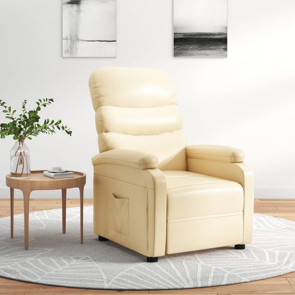 vidaXL Recliner Chair Cream Faux Leather