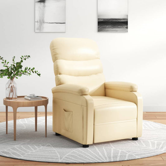 vidaXL Recliner Chair Cream Faux Leather