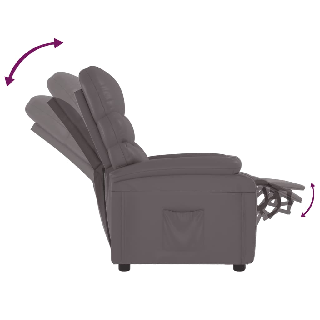 vidaXL Recliner Chair Grey Faux Leather