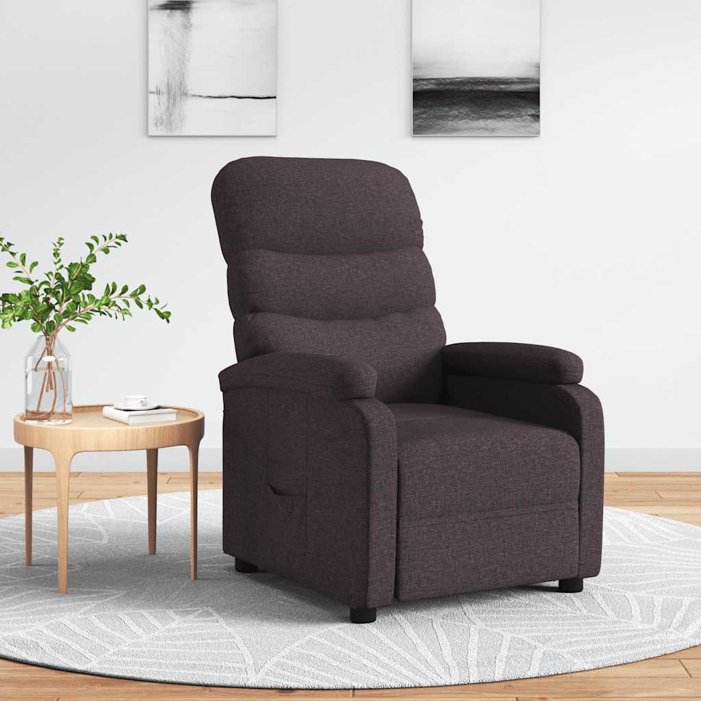 vidaXL Recliner Chair Dark Brown Fabric