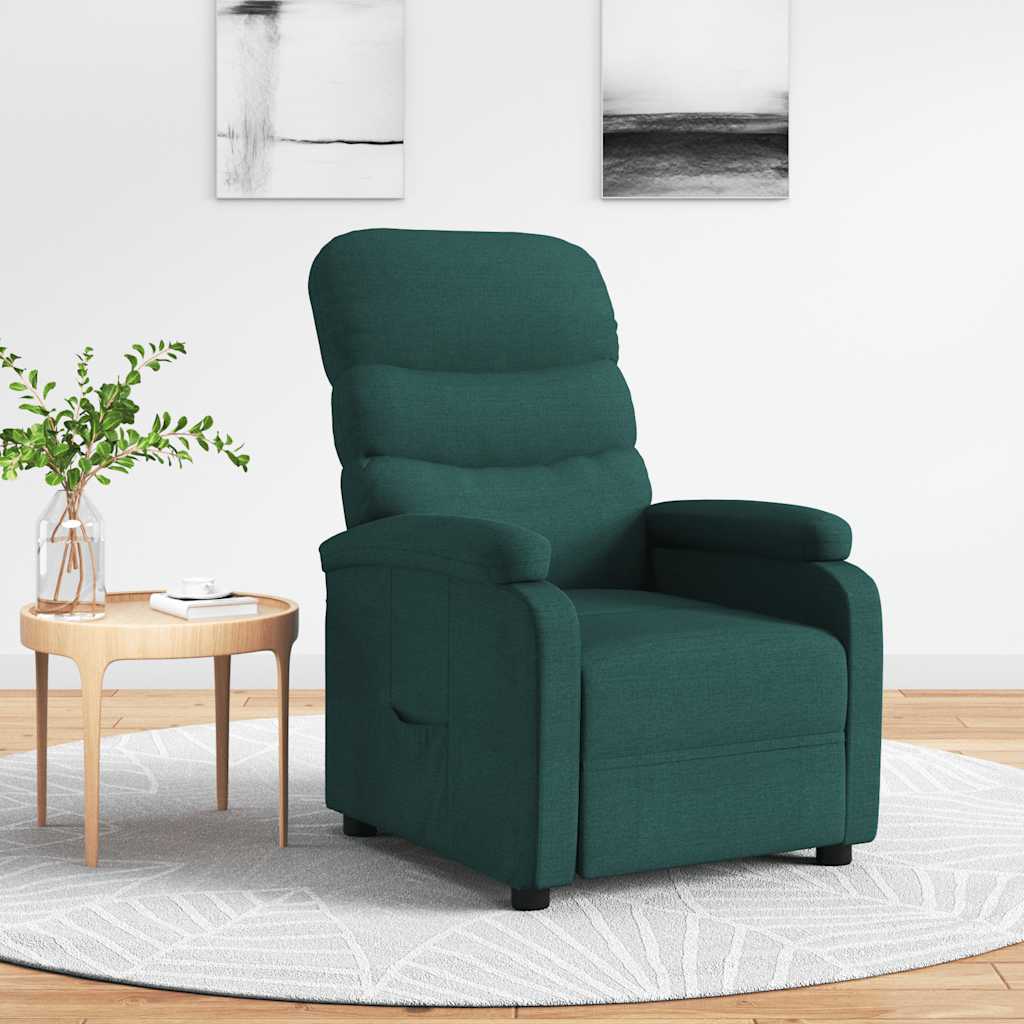 vidaXL Recliner Chair Dark Green Fabric