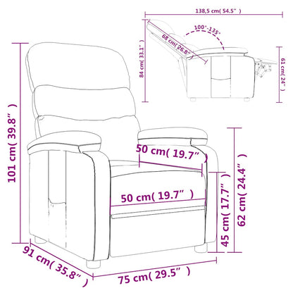 vidaXL Recliner Chair Taupe Fabric