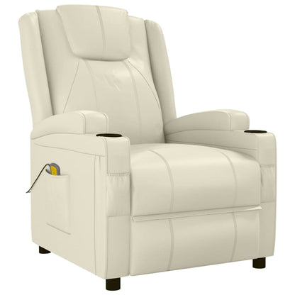 vidaXL Massage Chair Cream White Faux Leather