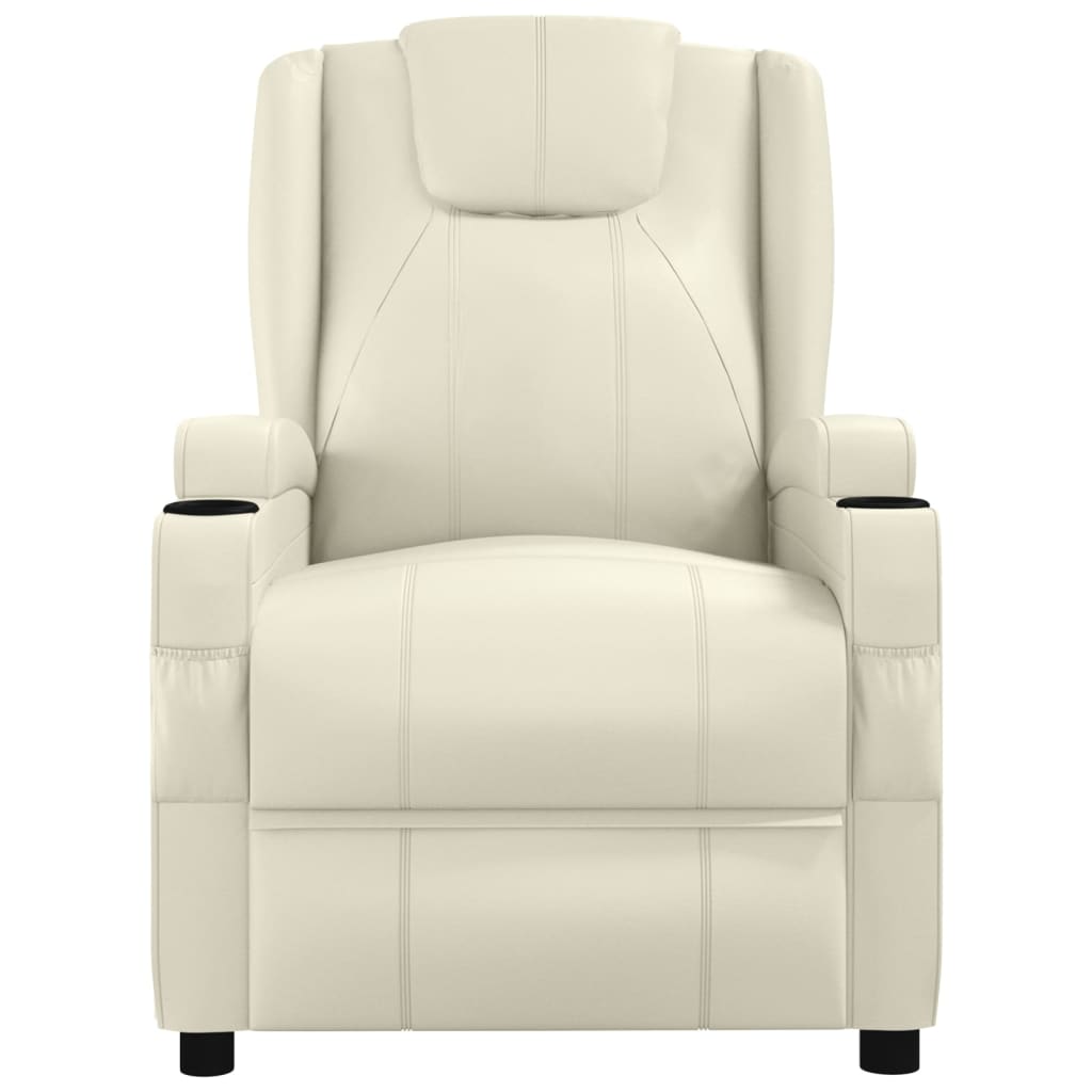vidaXL Massage Chair Cream White Faux Leather
