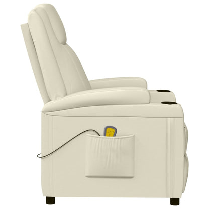 vidaXL Massage Chair Cream White Faux Leather