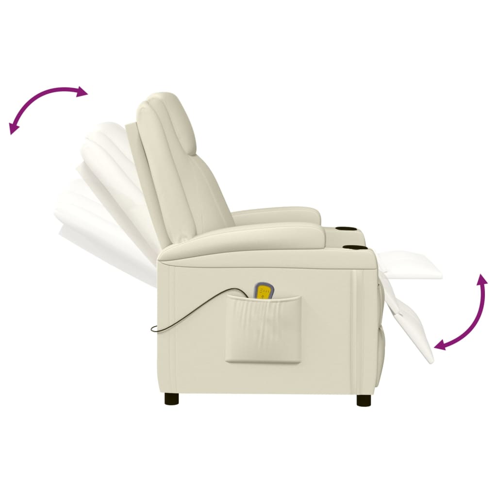 vidaXL Massage Chair Cream White Faux Leather