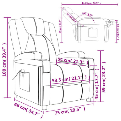 vidaXL Massage Chair Cream White Faux Leather
