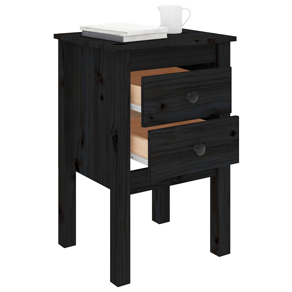 vidaXL Bedside Cabinets 2 pcs Black 40x35x61.5 cm Solid Wood Pine