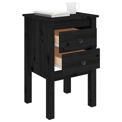 vidaXL Bedside Cabinets 2 pcs Black 40x35x61.5 cm Solid Wood Pine