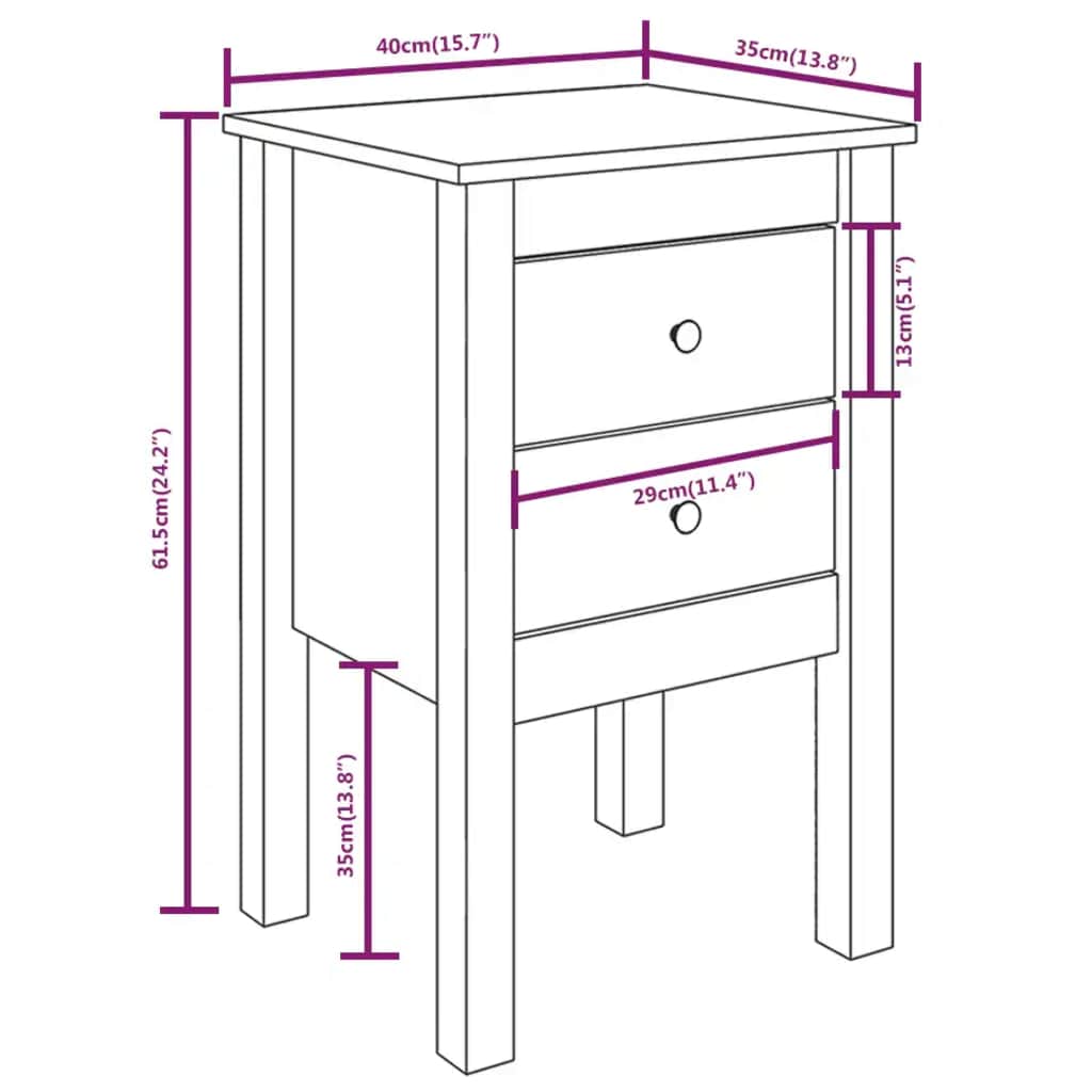 vidaXL Bedside Cabinets 2 pcs Black 40x35x61.5 cm Solid Wood Pine