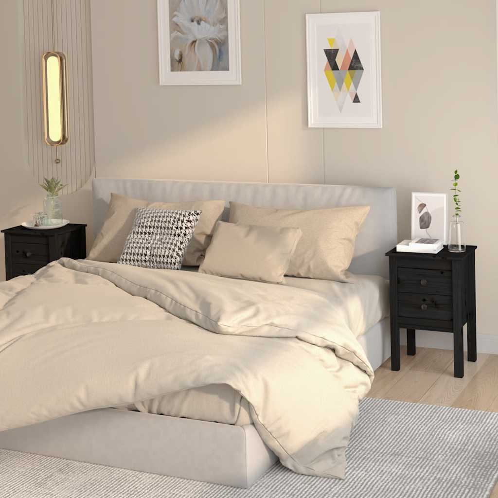 vidaXL Bedside Cabinets 2 pcs Black 40x35x61.5 cm Solid Wood Pine