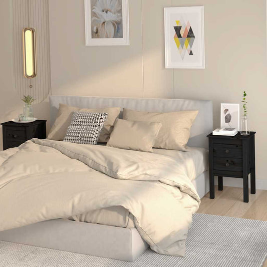 vidaXL Bedside Cabinets 2 pcs Black 40x35x61.5 cm Solid Wood Pine