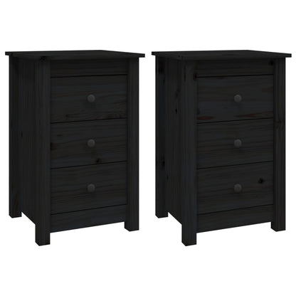 vidaXL Bedside Cabinets 2 pcs Black 40x35x61.5 cm Solid Wood Pine