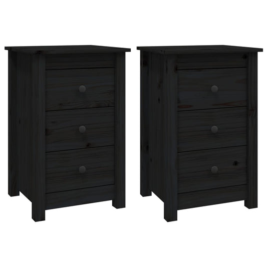 vidaXL Bedside Cabinets 2 pcs Black 40x35x61.5 cm Solid Wood Pine