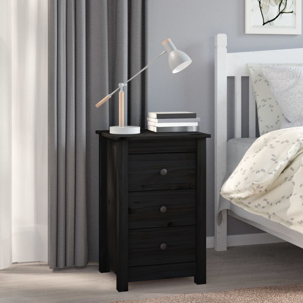 vidaXL Bedside Cabinets 2 pcs Black 40x35x61.5 cm Solid Wood Pine