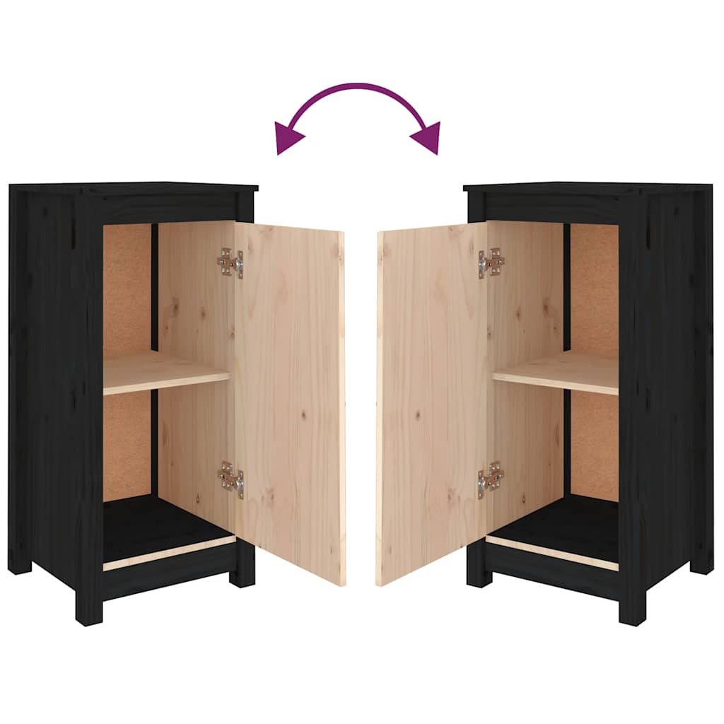 vidaXL Sideboards 2 pcs Black 39x35x80 cm Solid Wood Pine