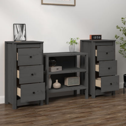 vidaXL Sideboards 2 pcs Grey 40x35x80 cm Solid Wood Pine
