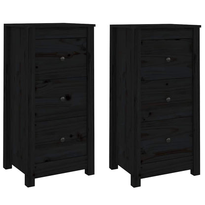 vidaXL Sideboard | Set of 2 | Black | Solid Pine Wood | Sideboard | Rectangular