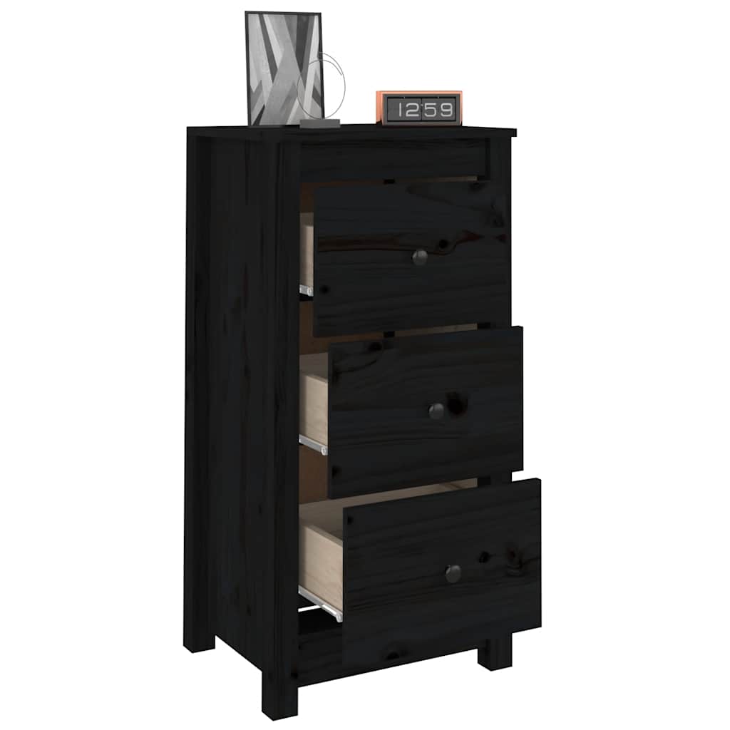 vidaXL Sideboard | Set of 2 | Black | Solid Pine Wood | Sideboard | Rectangular