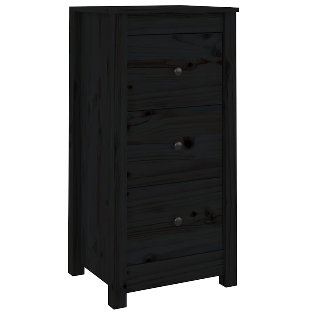 vidaXL Sideboard | Set of 2 | Black | Solid Pine Wood | Sideboard | Rectangular