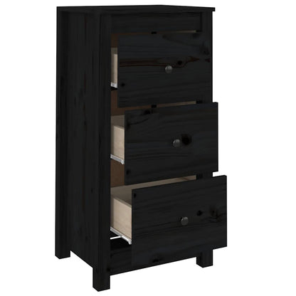 vidaXL Sideboard | Set of 2 | Black | Solid Pine Wood | Sideboard | Rectangular
