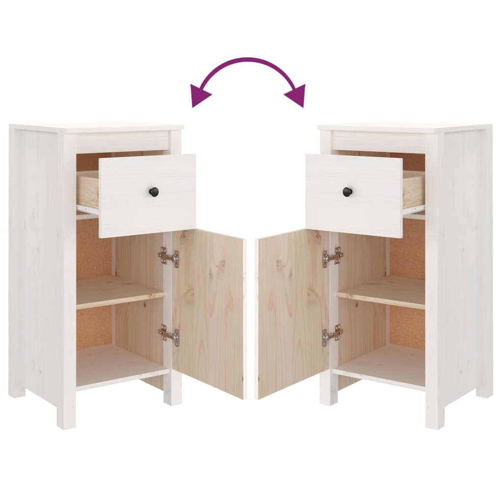 vidaXL Sideboards 2 pcs White 40x35x80 cm Solid Wood Pine