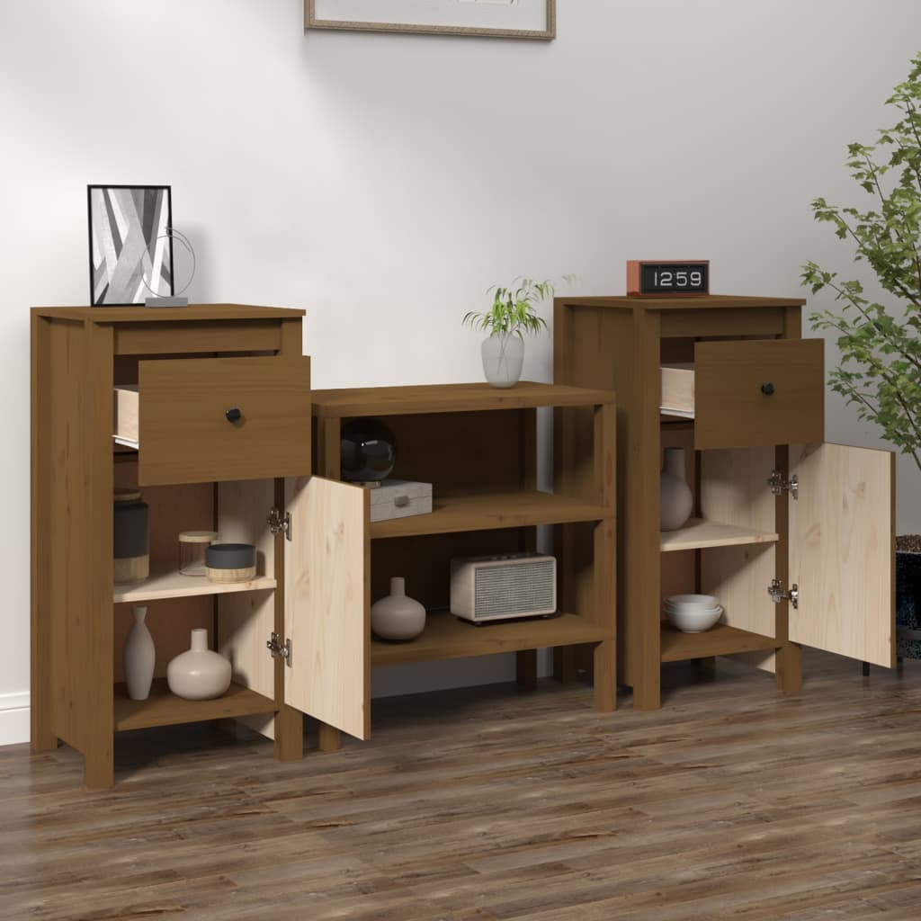 vidaXL Sideboards 2 pcs Honey Brown 40x35x80 cm Solid Wood Pine
