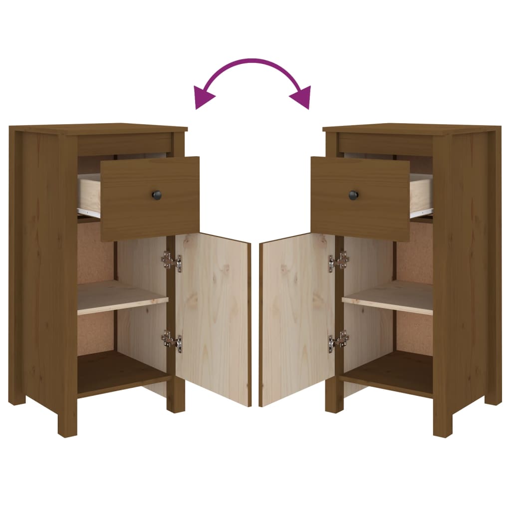 vidaXL Sideboards 2 pcs Honey Brown 40x35x80 cm Solid Wood Pine