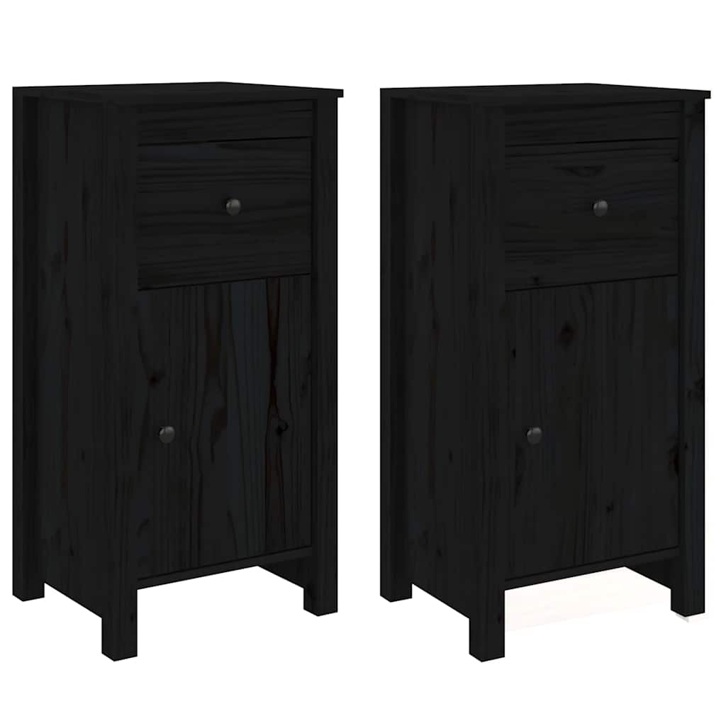 vidaXL Sideboard | Set of 2 | Black | Solid pine wood | Medium | Sideboard