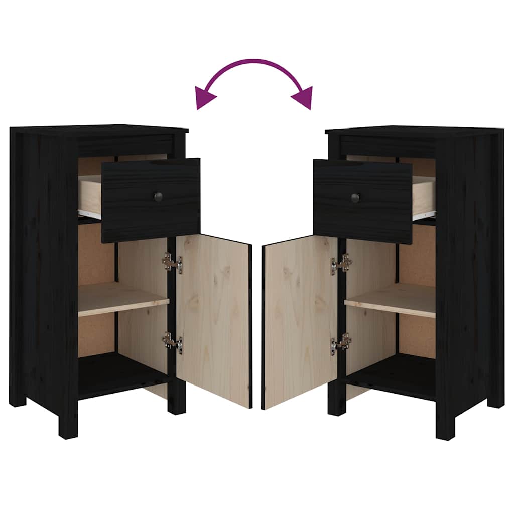 vidaXL Sideboard | Set of 2 | Black | Solid pine wood | Medium | Sideboard