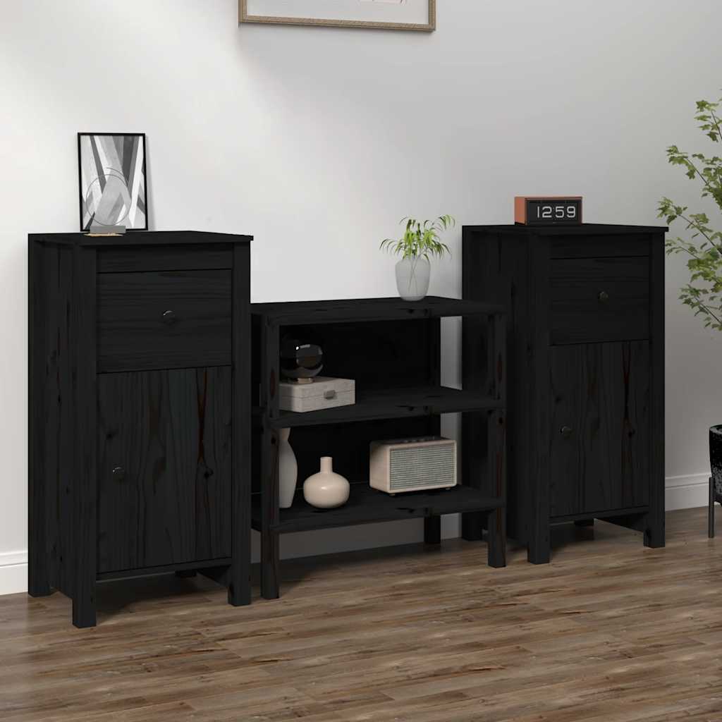vidaXL Sideboard | Set of 2 | Black | Solid pine wood | Medium | Sideboard