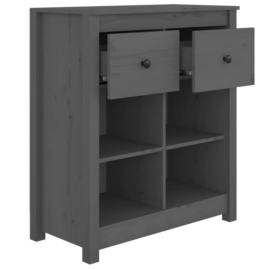 vidaXL Sideboard Grey 70x35x80 cm Solid Wood Pine