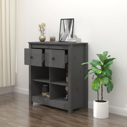 vidaXL Sideboard Grey 70x35x80 cm Solid Wood Pine