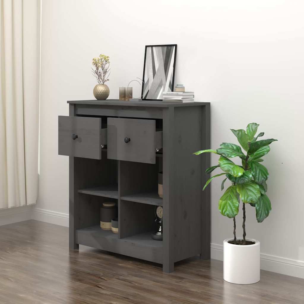 vidaXL Sideboard Grey 70x35x80 cm Solid Wood Pine