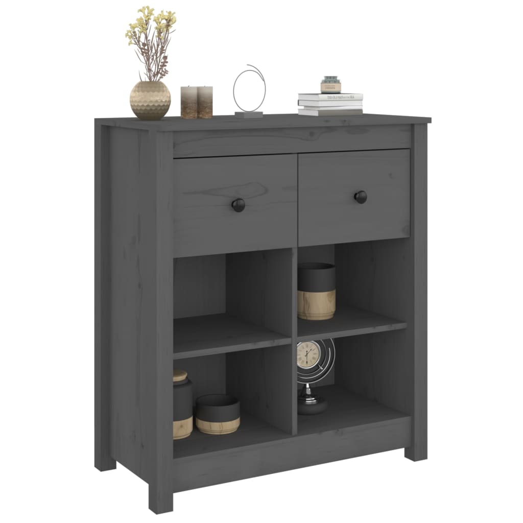 vidaXL Sideboard Grey 70x35x80 cm Solid Wood Pine