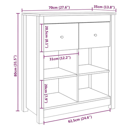 vidaXL Sideboard Grey 70x35x80 cm Solid Wood Pine